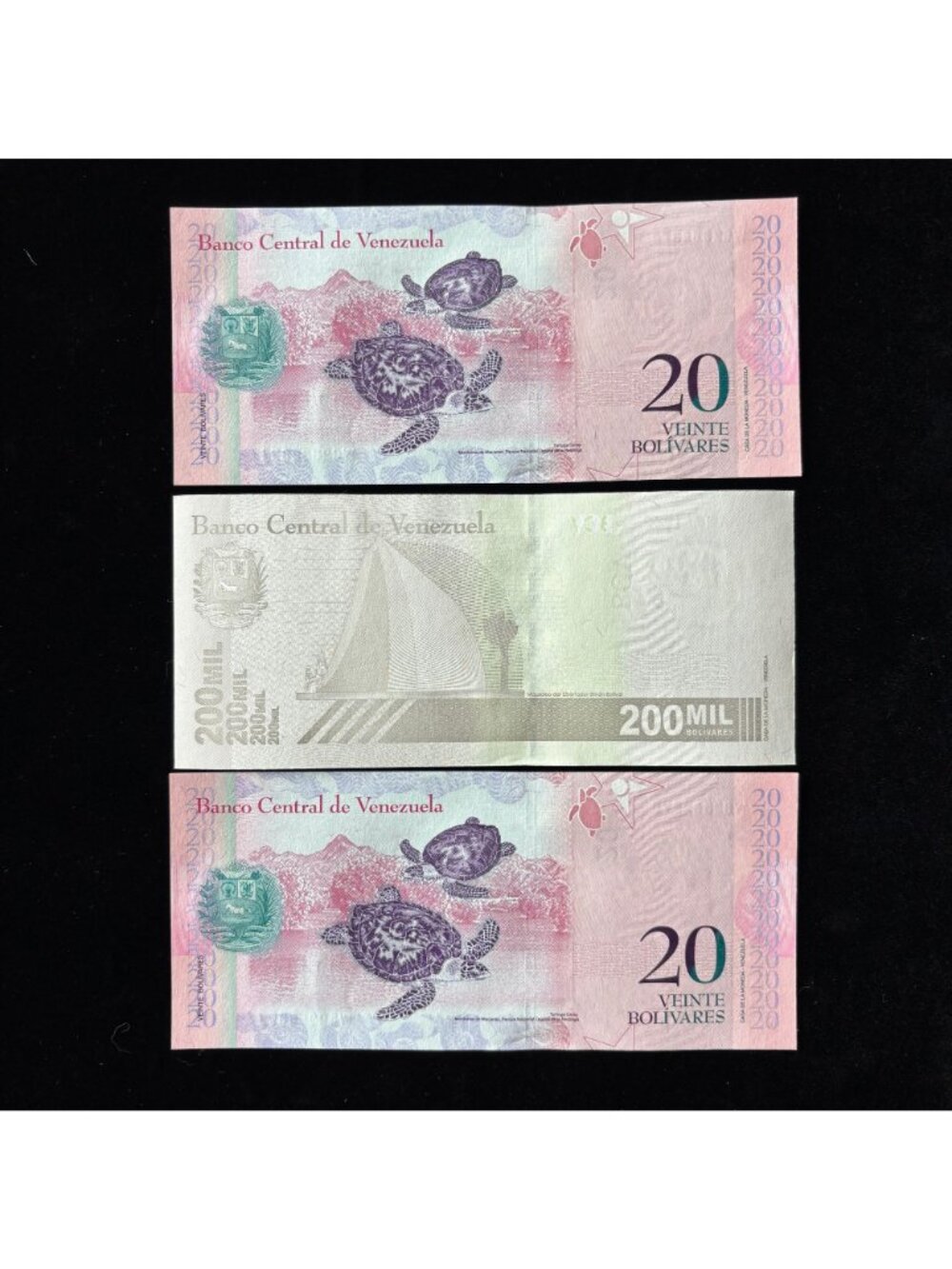 Venezuela Banknote Set 200,000 Bolivares Liberator 20 Heroine Hyperinflation Lot - Picture 3 of 9
